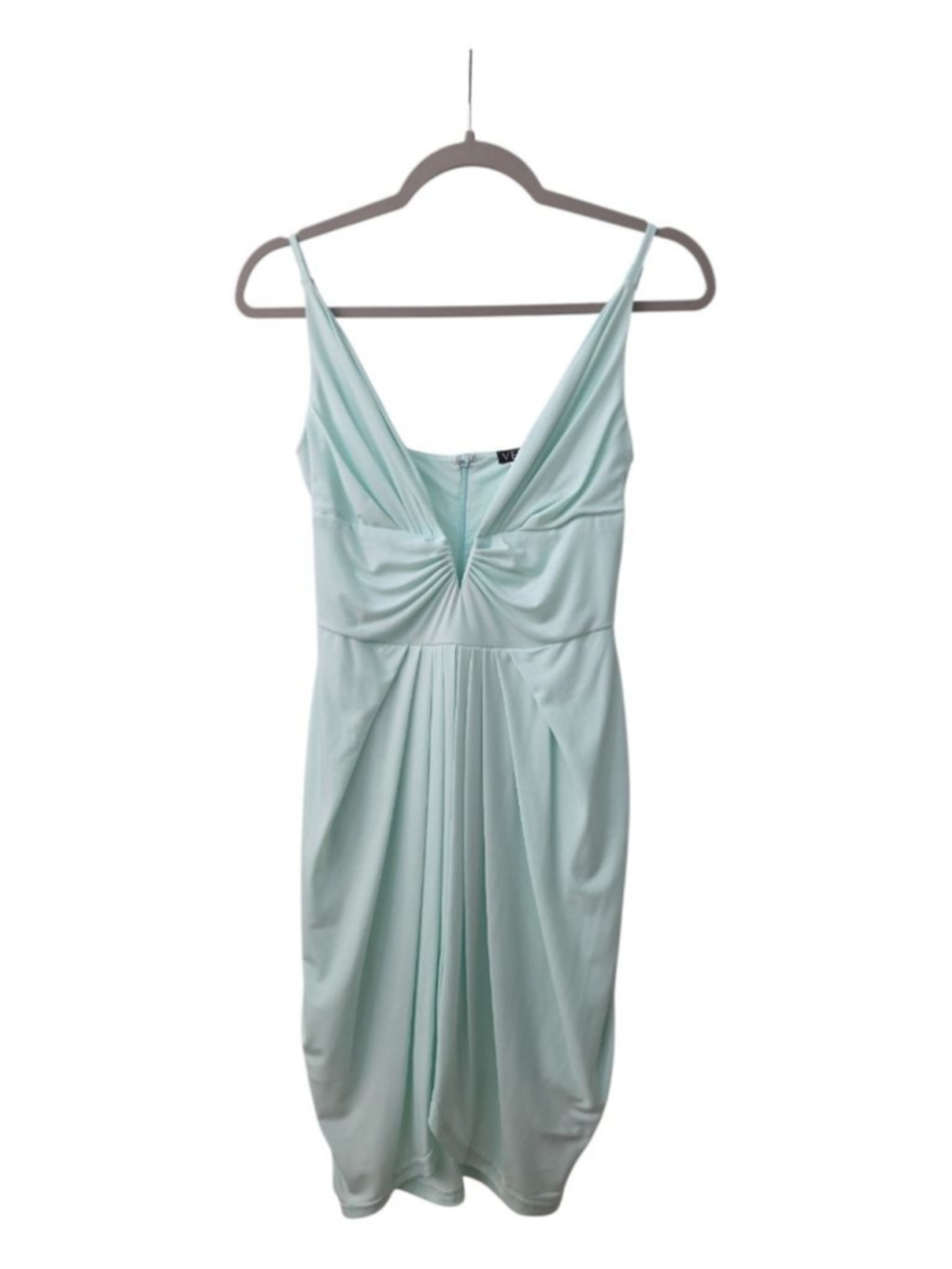 VENUS Aqua Plunging V-Neck Ruched Bodycon Mini Dress 2